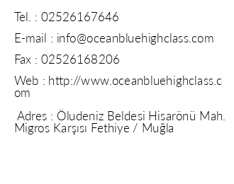 Ocean Blue High Class Hotel iletiim bilgileri